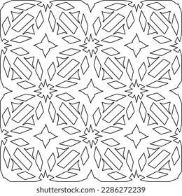 Stylish texture with figures from lines.Abstract geometric black and white pattern for web page, textures, card, poster, fabric, textile. Monochrome graphic repeating design. 