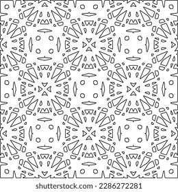 Stylish texture with figures from lines.Abstract geometric black and white pattern for web page, textures, card, poster, fabric, textile. Monochrome graphic repeating design. 