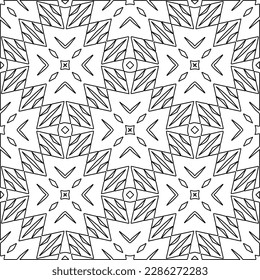 Stylish texture with figures from lines.Abstract geometric black and white pattern for web page, textures, card, poster, fabric, textile. Monochrome graphic repeating design. 