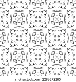 Stylish texture with figures from lines.Abstract geometric black and white pattern for web page, textures, card, poster, fabric, textile. Monochrome graphic repeating design. 