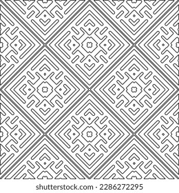 Stylish texture with figures from lines.Abstract geometric black and white pattern for web page, textures, card, poster, fabric, textile. Monochrome graphic repeating design. 