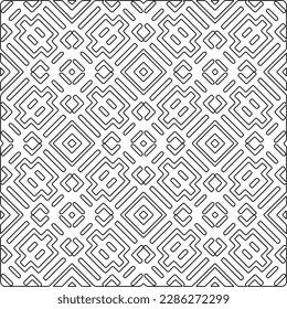 Stylish texture with figures from lines.Abstract geometric black and white pattern for web page, textures, card, poster, fabric, textile. Monochrome graphic repeating design. 