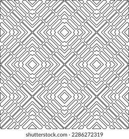 Stylish texture with figures from lines.Abstract geometric black and white pattern for web page, textures, card, poster, fabric, textile. Monochrome graphic repeating design. 