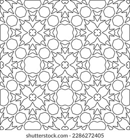 Stylish texture with figures from lines.Abstract geometric black and white pattern for web page, textures, card, poster, fabric, textile. Monochrome graphic repeating design. 