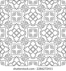 Stylish texture with figures from lines.Abstract geometric black and white pattern for web page, textures, card, poster, fabric, textile. Monochrome graphic repeating design. 