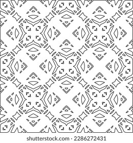 Stylish texture with figures from lines.Abstract geometric black and white pattern for web page, textures, card, poster, fabric, textile. Monochrome graphic repeating design. 