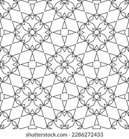 Stylish texture with figures from lines.Abstract geometric black and white pattern for web page, textures, card, poster, fabric, textile. Monochrome graphic repeating design. 