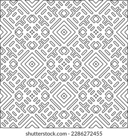 Stylish texture with figures from lines.Abstract geometric black and white pattern for web page, textures, card, poster, fabric, textile. Monochrome graphic repeating design. 