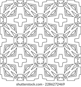 Stylish texture with figures from lines.Abstract geometric black and white pattern for web page, textures, card, poster, fabric, textile. Monochrome graphic repeating design. 