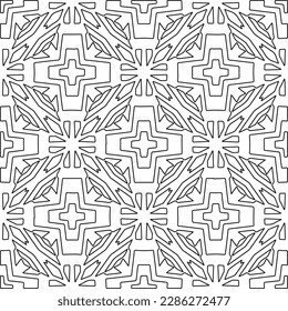 Stylish texture with figures from lines.Abstract geometric black and white pattern for web page, textures, card, poster, fabric, textile. Monochrome graphic repeating design. 