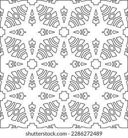 Stylish texture with figures from lines.Abstract geometric black and white pattern for web page, textures, card, poster, fabric, textile. Monochrome graphic repeating design. 