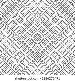 Stylish texture with figures from lines.Abstract geometric black and white pattern for web page, textures, card, poster, fabric, textile. Monochrome graphic repeating design. 