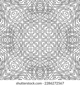 Stylish texture with figures from lines.Abstract geometric black and white pattern for web page, textures, card, poster, fabric, textile. Monochrome graphic repeating design. 