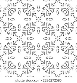 Stylish texture with figures from lines.Abstract geometric black and white pattern for web page, textures, card, poster, fabric, textile. Monochrome graphic repeating design. 