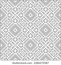 Stylish texture with figures from lines.Abstract geometric black and white pattern for web page, textures, card, poster, fabric, textile. Monochrome graphic repeating design. 