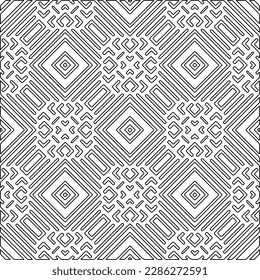 Stylish texture with figures from lines.Abstract geometric black and white pattern for web page, textures, card, poster, fabric, textile. Monochrome graphic repeating design. 