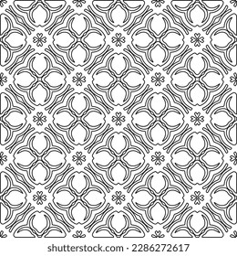 Stylish texture with figures from lines.Abstract geometric black and white pattern for web page, textures, card, poster, fabric, textile. Monochrome graphic repeating design. 
