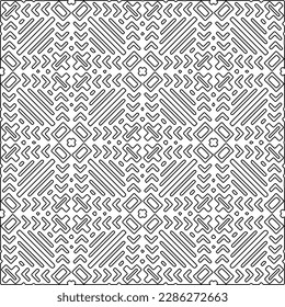 Stylish texture with figures from lines.Abstract geometric black and white pattern for web page, textures, card, poster, fabric, textile. Monochrome graphic repeating design. 