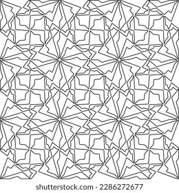 Stylish texture with figures from lines.Abstract geometric black and white pattern for web page, textures, card, poster, fabric, textile. Monochrome graphic repeating design. 