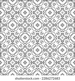 Stylish texture with figures from lines.Abstract geometric black and white pattern for web page, textures, card, poster, fabric, textile. Monochrome graphic repeating design. 