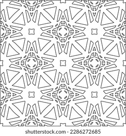 Stylish texture with figures from lines.Abstract geometric black and white pattern for web page, textures, card, poster, fabric, textile. Monochrome graphic repeating design. 