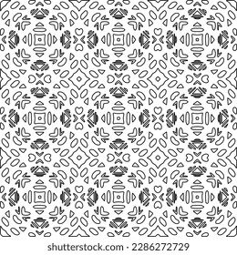 Stylish texture with figures from lines.Abstract geometric black and white pattern for web page, textures, card, poster, fabric, textile. Monochrome graphic repeating design. 