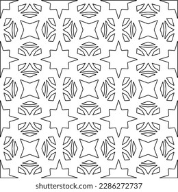 Stylish texture with figures from lines.Abstract geometric black and white pattern for web page, textures, card, poster, fabric, textile. Monochrome graphic repeating design. 