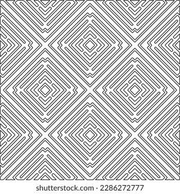 Stylish texture with figures from lines.Abstract geometric black and white pattern for web page, textures, card, poster, fabric, textile. Monochrome graphic repeating design. 