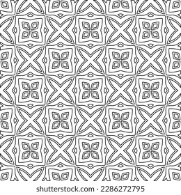 Stylish texture with figures from lines.Abstract geometric black and white pattern for web page, textures, card, poster, fabric, textile. Monochrome graphic repeating design. 