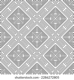 Stylish texture with figures from lines.Abstract geometric black and white pattern for web page, textures, card, poster, fabric, textile. Monochrome graphic repeating design. 