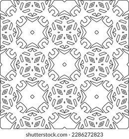 Stylish texture with figures from lines.Abstract geometric black and white pattern for web page, textures, card, poster, fabric, textile. Monochrome graphic repeating design. 