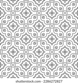 Stylish texture with figures from lines.Abstract geometric black and white pattern for web page, textures, card, poster, fabric, textile. Monochrome graphic repeating design. 