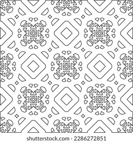 Stylish texture with figures from lines.Abstract geometric black and white pattern for web page, textures, card, poster, fabric, textile. Monochrome graphic repeating design. 