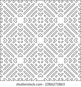 Stylish texture with figures from lines.Abstract geometric black and white pattern for web page, textures, card, poster, fabric, textile. Monochrome graphic repeating design. 