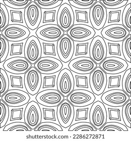 Stylish texture with figures from lines.Abstract geometric black and white pattern for web page, textures, card, poster, fabric, textile. Monochrome graphic repeating design. 