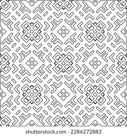 Stylish texture with figures from lines.Abstract geometric black and white pattern for web page, textures, card, poster, fabric, textile. Monochrome graphic repeating design. 
