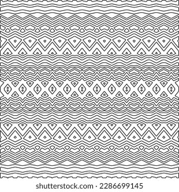 Stylish texture with figures from lines.Abstract geometric black and white pattern for web page, textures, card, poster, fabric, textile. Monochrome graphic repeating design. 