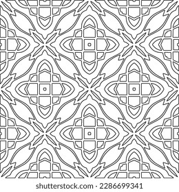 Stylish texture with figures from lines.Abstract geometric black and white pattern for web page, textures, card, poster, fabric, textile. Monochrome graphic repeating design. 