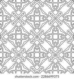 Stylish texture with figures from lines.Abstract geometric black and white pattern for web page, textures, card, poster, fabric, textile. Monochrome graphic repeating design. 