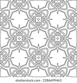 Stylish texture with figures from lines.Abstract geometric black and white pattern for web page, textures, card, poster, fabric, textile. Monochrome graphic repeating design. 