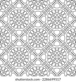 Stylish texture with figures from lines.Abstract geometric black and white pattern for web page, textures, card, poster, fabric, textile. Monochrome graphic repeating design. 