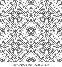 Stylish texture with figures from lines.Abstract geometric black and white pattern for web page, textures, card, poster, fabric, textile. Monochrome graphic repeating design. 