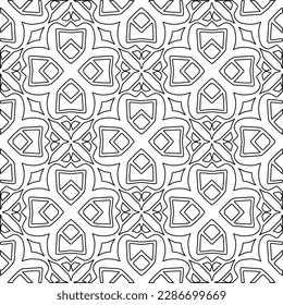 Stylish texture with figures from lines.Abstract geometric black and white pattern for web page, textures, card, poster, fabric, textile. Monochrome graphic repeating design. 