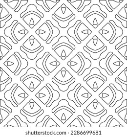 Stylish texture with figures from lines.Abstract geometric black and white pattern for web page, textures, card, poster, fabric, textile. Monochrome graphic repeating design. 
