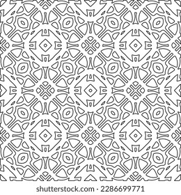 Stylish texture with figures from lines.Abstract geometric black and white pattern for web page, textures, card, poster, fabric, textile. Monochrome graphic repeating design. 