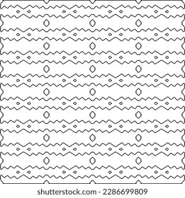 Stylish texture with figures from lines.Abstract geometric black and white pattern for web page, textures, card, poster, fabric, textile. Monochrome graphic repeating design. 