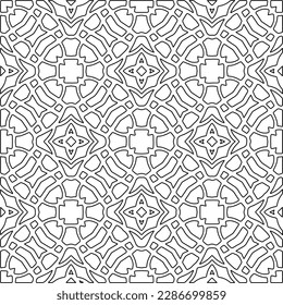 Stylish texture with figures from lines.Abstract geometric black and white pattern for web page, textures, card, poster, fabric, textile. Monochrome graphic repeating design. 