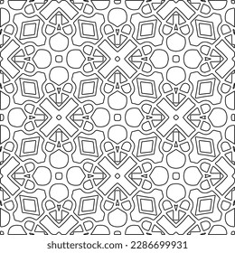 Stylish texture with figures from lines.Abstract geometric black and white pattern for web page, textures, card, poster, fabric, textile. Monochrome graphic repeating design. 