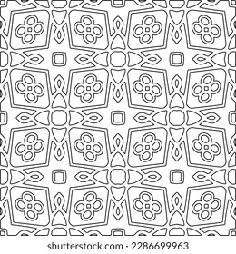 Stylish texture with figures from lines.Abstract geometric black and white pattern for web page, textures, card, poster, fabric, textile. Monochrome graphic repeating design. 