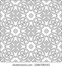 Stylish texture with figures from lines.Abstract geometric black and white pattern for web page, textures, card, poster, fabric, textile. Monochrome graphic repeating design. 